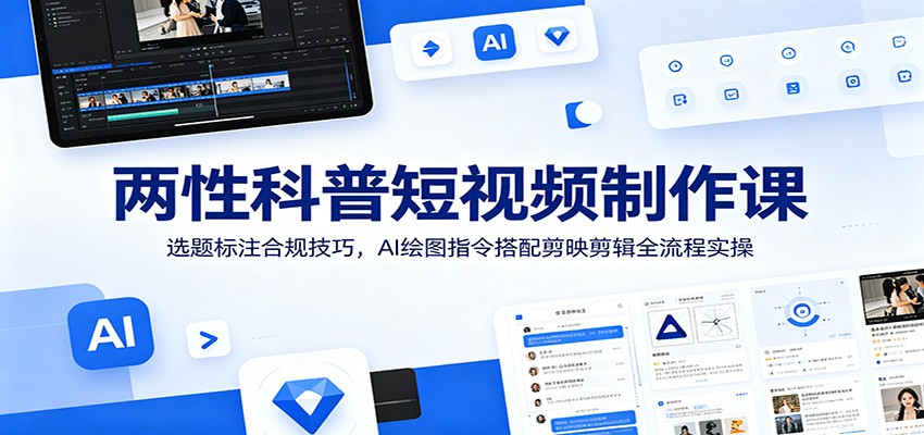 两性科普短视频制作课：选题标注合规技巧，AI绘图指令搭配剪映剪辑全流程实操-赛德副业库