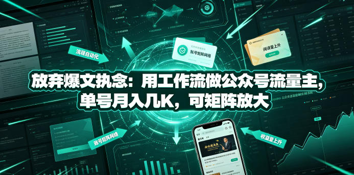 放弃爆文执念：用工作流做公众号流量主，单号月入几K，可矩阵放大-赛德副业库