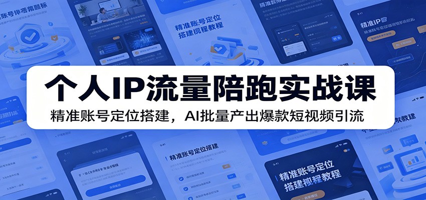 个人IP流量陪跑实战课:精准账号定位搭建,AI批量产出爆款短视频引流-赛德副业库
