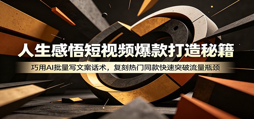 人生感悟短视频爆款打造秘籍:巧用A 批量写文案话术,复刻热门同款快速突破流量瓶颈-赛德副业库