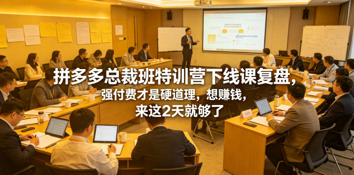 拼多多总裁班特训营下线课复盘,强付费才是硬道理,想賺钱,来这2天就够了-赛德副业库