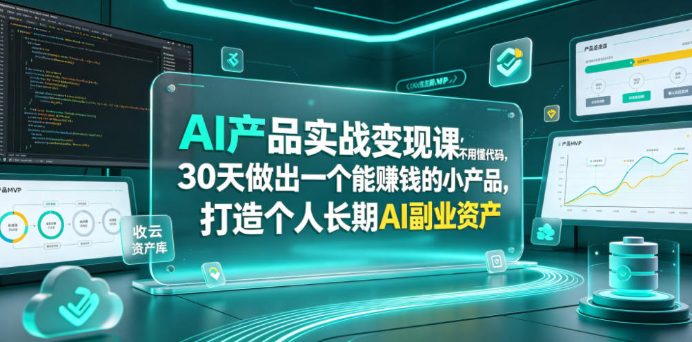 AI产品实战变现课，不用懂代码，30天做出一个能賺钱的小产品，打造个人长期AI副业资产（更新）-赛德副业库