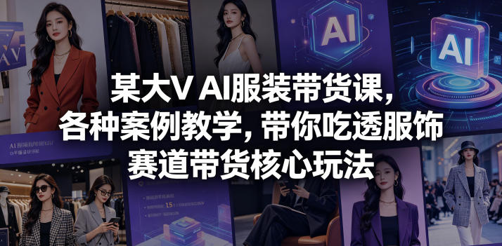 某大V AI服装带货课,各种案例教学,带你吃透服饰赛道带货核心玩法-赛德副业库