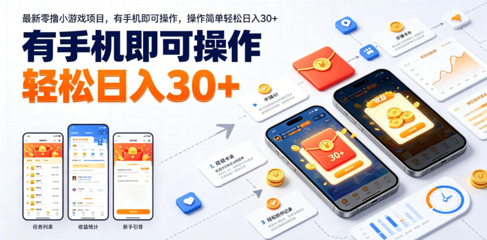 最新零撸小游戏项目,有手机即可操作,操作简单轻松日入30+-赛德副业库