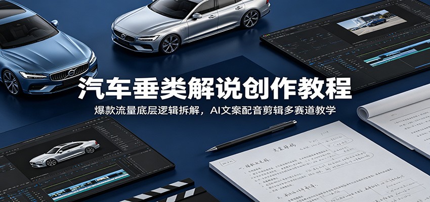 汽车垂类解说创作教程:爆款流量底层逻辑拆解,AI文案配音剪辑多赛道教学-赛德副业库