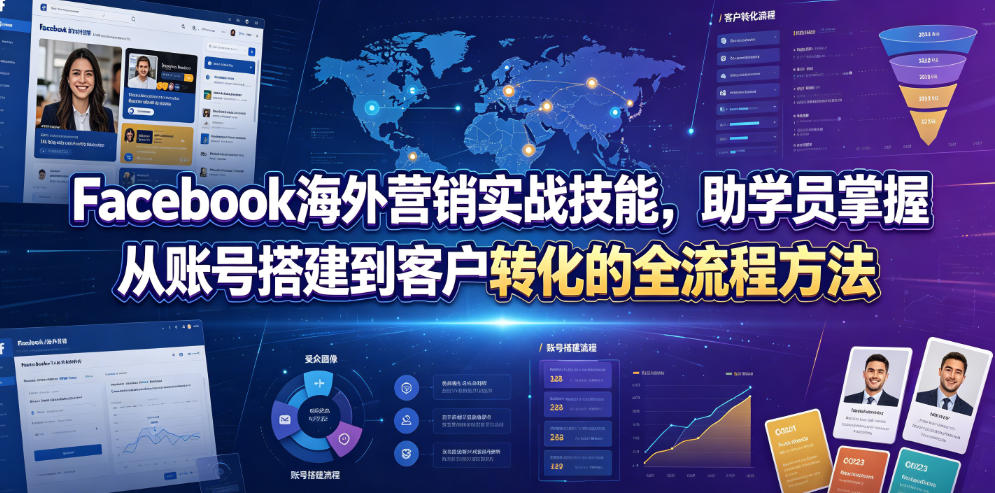 Facebook海外营销实战技能，助学员掌握从账号搭建到客户转化的全流程方法-赛德副业库
