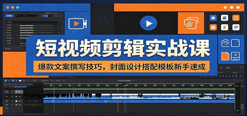 短视频剪辑实战课：爆款文案撰写技巧，封面设计搭配模板新手速成-赛德副业库