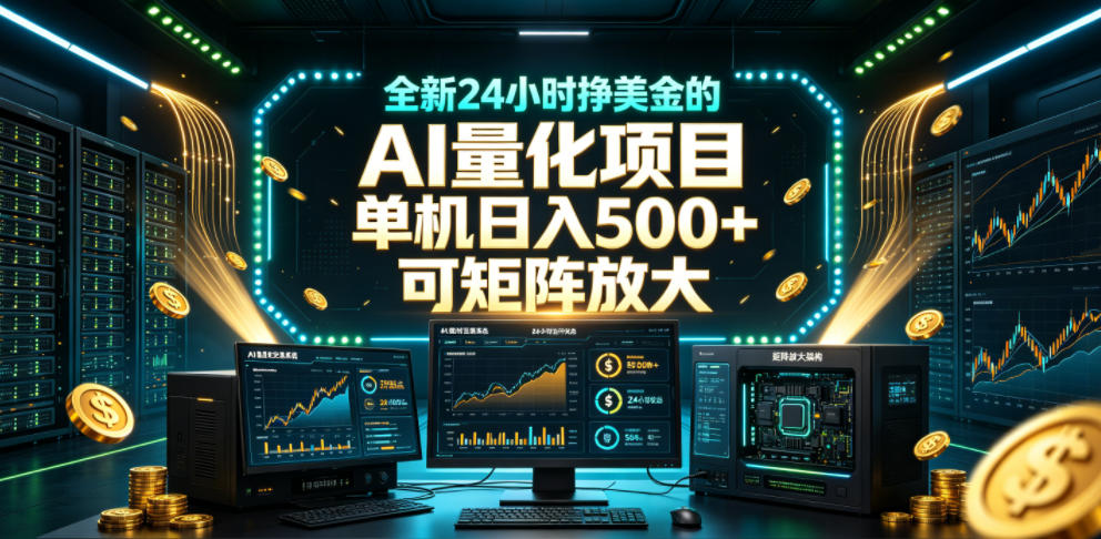 全新24小时挣美金的AI量化项目,单机日入500+,每天见收益,可矩阵放大【揭秘】-赛德副业库