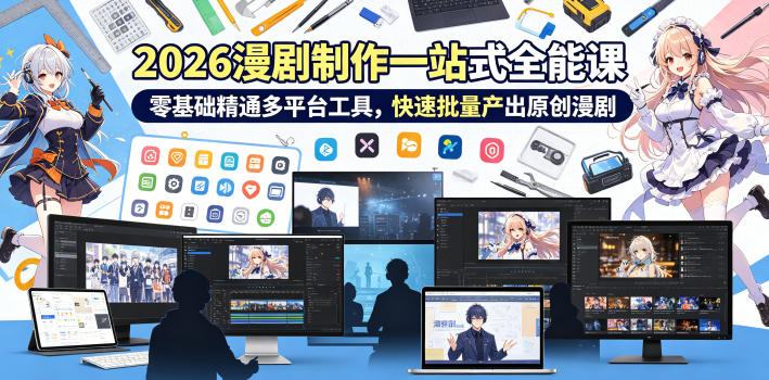 2026 AI漫剧制作一站式全能课,零基础精通多平台工具,快速批量产出原创漫剧-赛德副业库