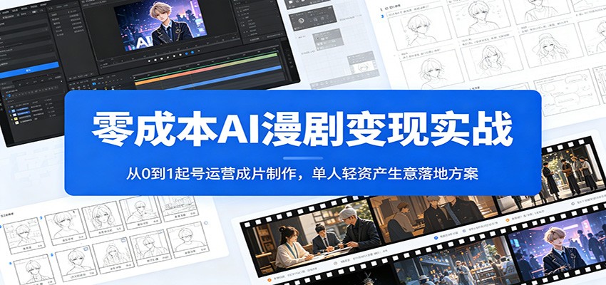 零成本AI漫剧变现实战：从0到1起号运营成片制作，单人轻资产生意落地方案-赛德副业库