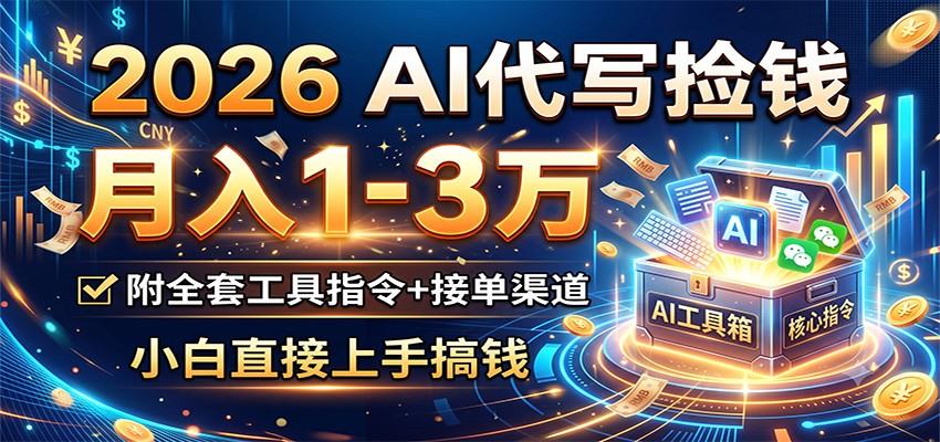 2026 AI代写捡钱，月入1-3万，附全套工具指令+接单渠道，小白直接上手搞钱-赛德副业库