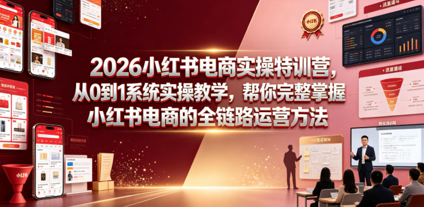 2026小红书电商实操特训营，从0到1系统实操教学，帮你完整掌握小红书电商的全链路运营方法-赛德副业库