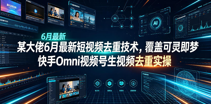 某大佬6月最新短视频去重技术,覆盖可灵即梦快手Omni视频号生视频去重实操-赛德副业库