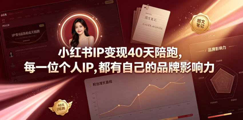 小红书IP变现40天陪跑，每一位个人IP，都有自己的品牌影响力-赛德副业库