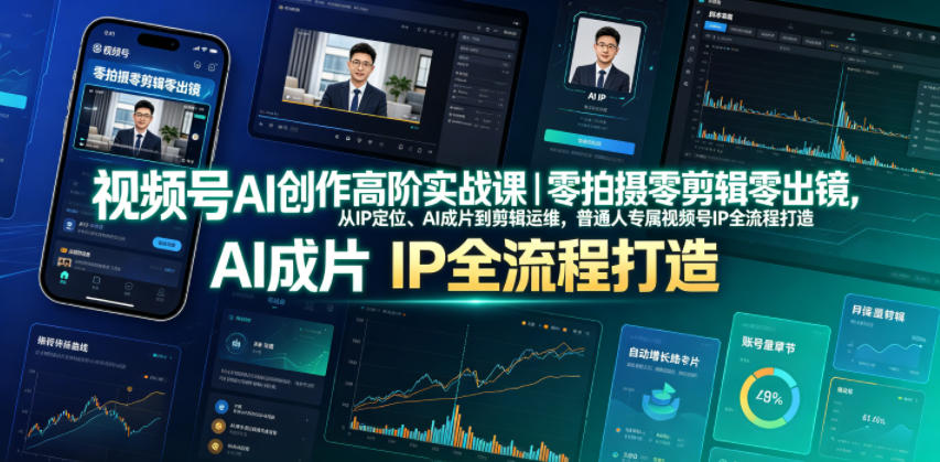 视频号AI创作高阶实战课｜零拍摄零剪辑零出镜，从IP定位、AI成片到剪辑运维，普通人专属视频号IP全流程打造-赛德副业库