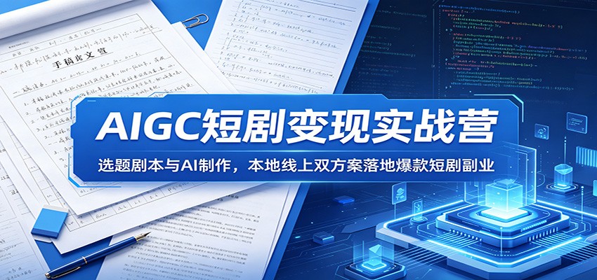 AIGC短剧变现实战营:选题剧本与AI制作,本地线上双方案落地爆款短剧副业-赛德副业库