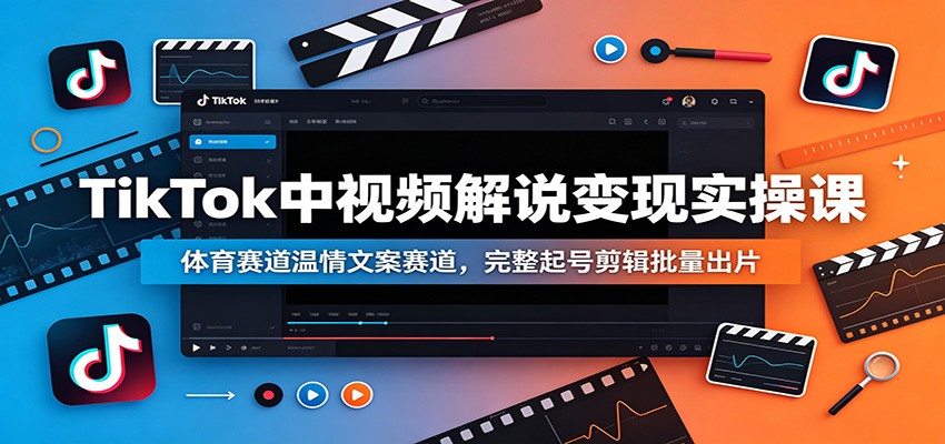 TikTok中视频解说变现实操课：体育赛道温情文案赛道，完整起号剪辑批量出片-赛德副业库