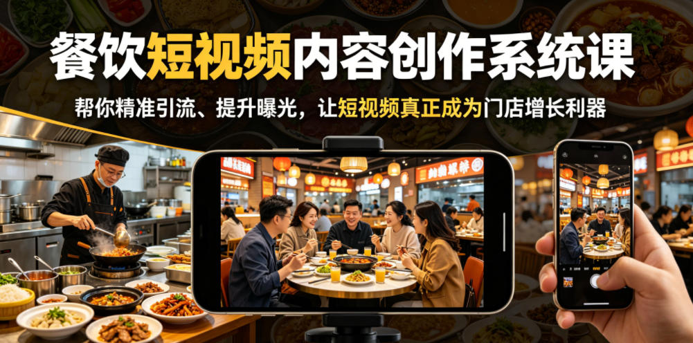 餐饮短视频内容创作系统课,帮你精准引流、提升曝光,让短视频真正成为门店增长利器-赛德副业库