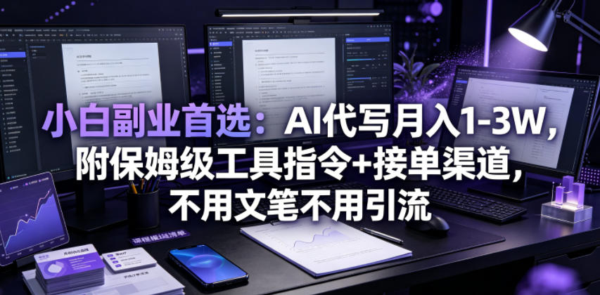 小白副业首选：AI代写月入1-3W，附保姆级工具指令+接单渠道，不用文笔不用引流【揭秘】-赛德副业库
