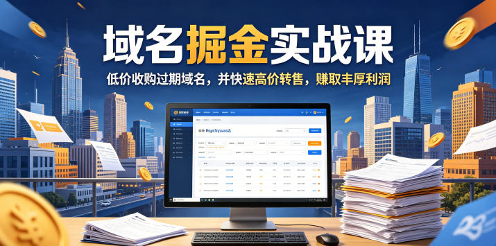 域名交易掘金实战课，低价收购过期域名，并快速高价转售，賺取丰厚利润【原创双语字幕】-赛德副业库