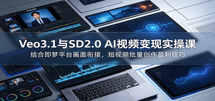 Veo3.1与SD2.0 AI视频变现实操课课:结合即梦平台画面衔接,短视频批量创作盈利技巧-赛德副业库