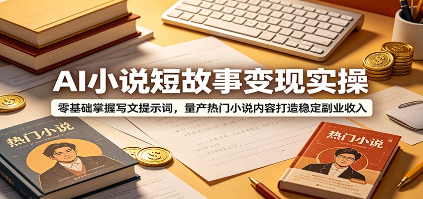 AI小说短故事变现实操：零基础掌握写文提示词，量产热门小说内容打造稳定副业收入-赛德副业库