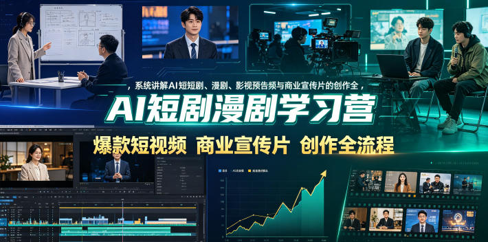 AI短剧漫剧学习营，系统讲解AI短剧、漫剧、影视预告片、爆款短视频与商业宣传片的创作全流程-赛德副业库