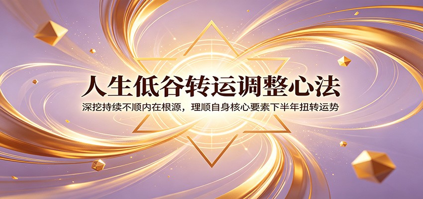 人生低谷转运调整心法：深挖持续不顺内在根源，理顺自身核心要素下半年扭转运势-赛德副业库