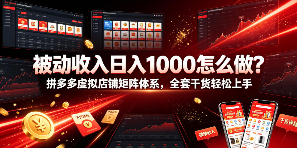 被动收入日入1000怎么做？拼多多虚拟店铺矩阵体系，全套干货轻松上手【揭秘】-赛德副业库