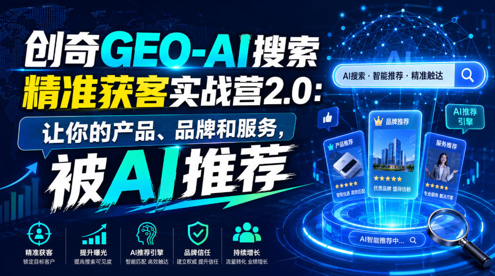 创奇GEO-AI搜索精准获客实战营2.0：让你的产品、品牌和服务，被AI推荐-赛德副业库