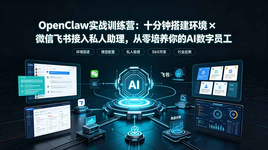 （19287期）OpenClaw实战特训营：十分钟搭建环境×微信飞书接入私人助理，从零培养你的AI数字员工-赛德副业库