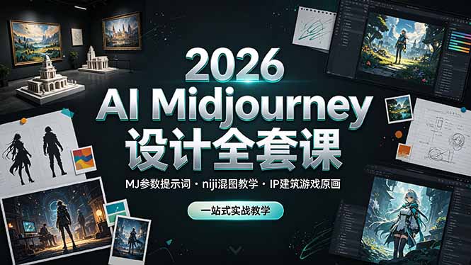 (19209期)2026 AI Midjourney设计全套课,MJ参数提示词niji混图教学,IP建筑游戏原画一站式实战教学-赛德副业库