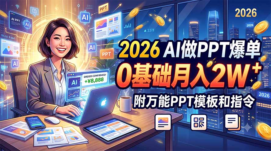 （19284期）2026 AI做PPT爆单，0基础月入2W，附万能PPT模板和指令-赛德副业库