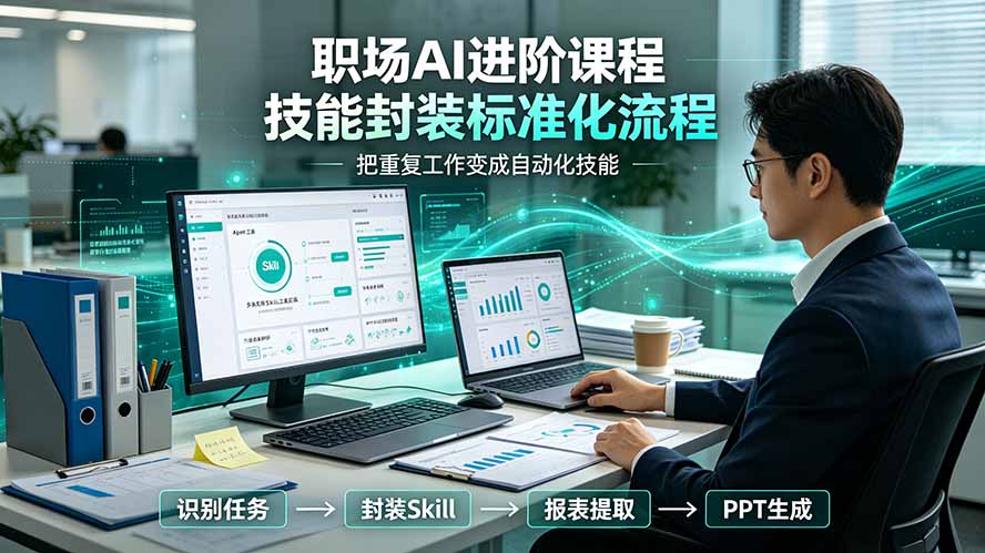 （19369期）职场AI进阶课程；多类实用Skill工具实操，专属技能封装标准化流程，报表行业报告一键提取核心内容-赛德副业库