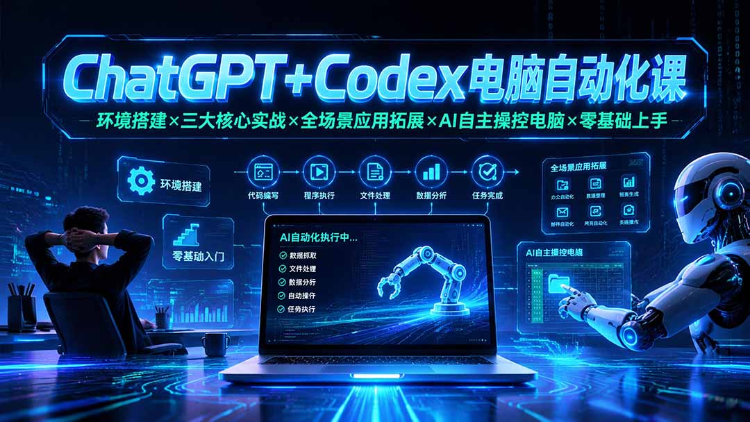 （19583期）ChatGPT+Codex电脑自动化课：环境搭建×三大核心实战×全场景应用拓展×AI自主操控电脑×零基础上手-赛德副业库