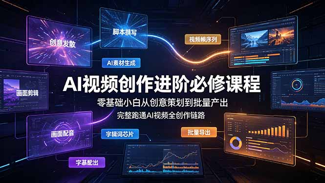 （19159期）AI视频创作进阶必修课程：零基础小白从创意策划到批量产出，完整跑通AI视频全创作链路-赛德副业库
