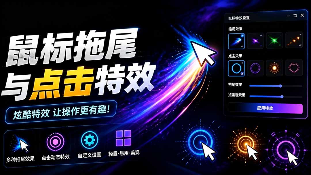 (19356期)Windows特效小工具!一键给你的鼠标添加拖尾与点击动态特效,吾爱出品,免费使用 Mouse Trail-赛德副业库