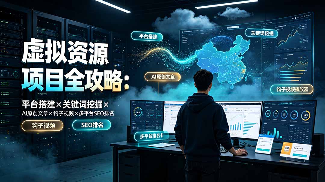 (19322期)虚拟资源项目全攻略:平台搭建×关键词挖掘×AI原创文章×钩子视频×多平台SEO排名-赛德副业库