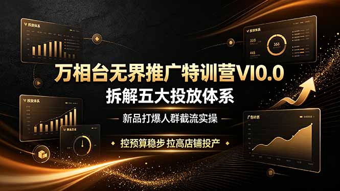 (19184期)万相台无界推广特训营VI0.0,拆解五大投放体系,新品打爆人群截流实操,控预算稳步拉高店铺投产-赛德副业库