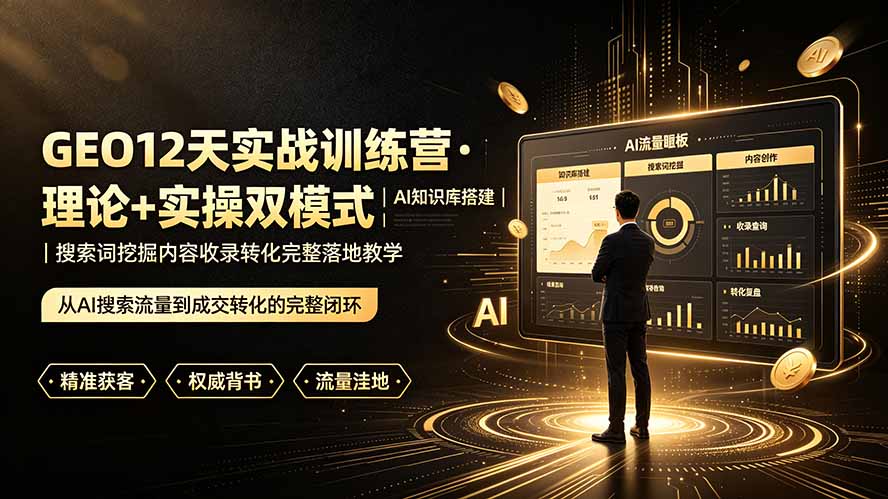 （19277期）GEO12天实战训练营·理论+实操双模式｜AI知识库搭建｜搜索词挖掘内容收录转化完整落地教学-赛德副业库