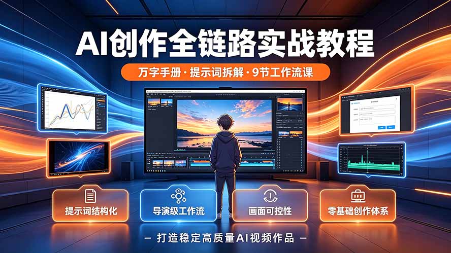 （19247期）AI创作全链路实战教程｜万字手册·提示词拆解·9节工作流课，打造稳定高质量AI视频作品-赛德副业库