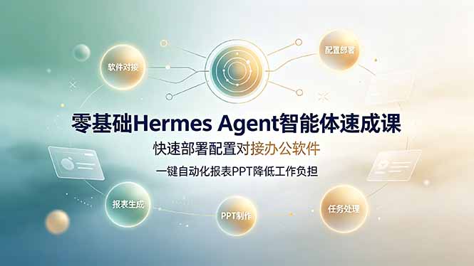 （19156期）零基础Hermes Agent智能体速成课，快速部署配置对接办公软件；一键自动化报表PPT降低工作负担-赛德副业库