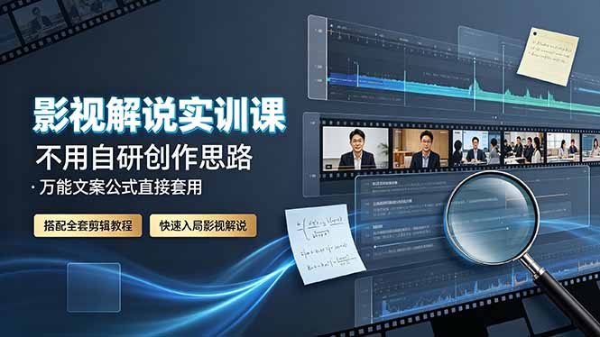 (19183期)影视解说实训课:不用自研创作思路,万能文案公式直接套用,搭配全套剪辑教程,快速入局影视解说-赛德副业库
