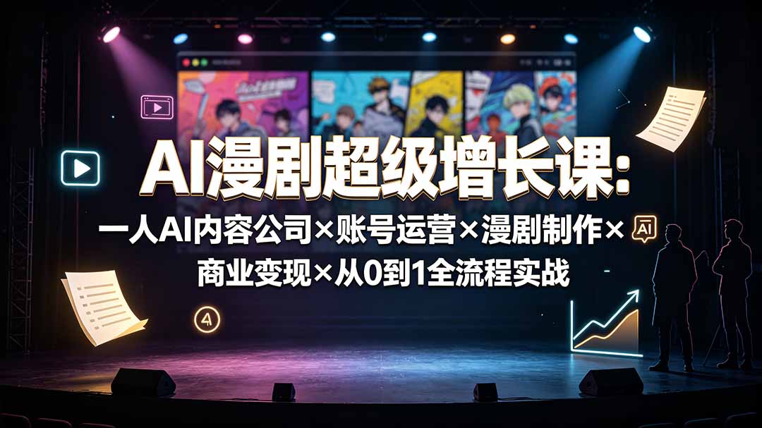 (19553期)AI漫剧超级增长课:一人AI内容公司×账号运营×漫剧制作×商业变现×从0到1全流程实战-赛德副业库