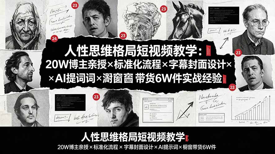 （19538期）人性思维格局短视频教学：20W博主亲授×标准化流程×字幕封面设计×AI提示词×橱窗带货6W件实战经验-赛德副业库