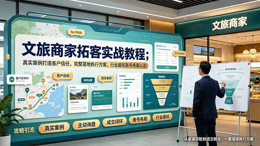 （19273期）文旅商家拓客实战教程；真实案例打造客户信任，完整落地执行方案，行业避坑账号布局心法-赛德副业库