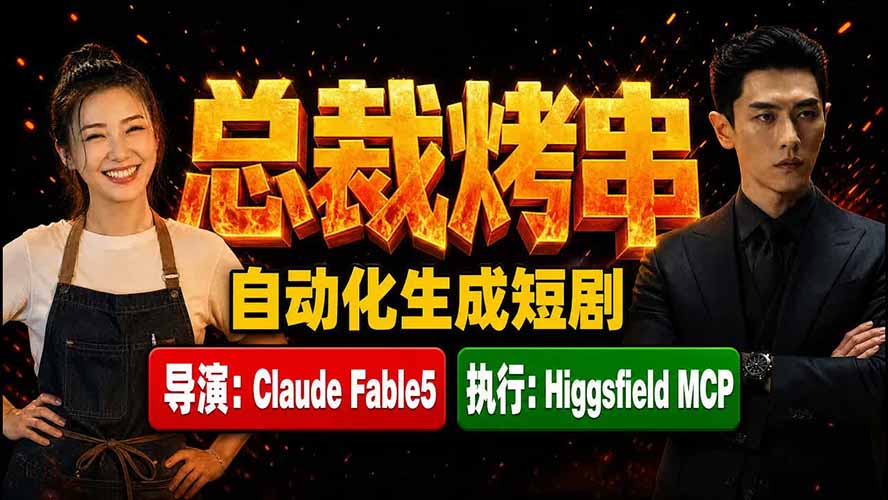 （19541期）《总裁烤串》真人短剧全自动诞生！Claude Fable5 当导演，Higgsfield MCP 执行！-赛德副业库