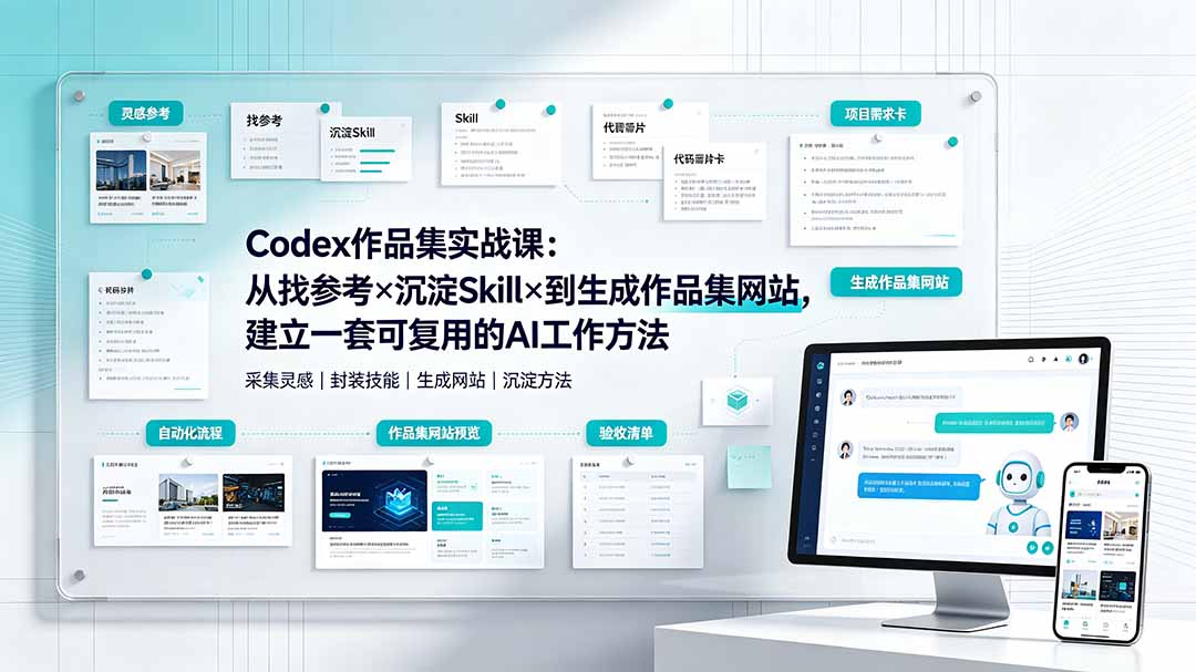 (19361期)Codex作品集实战课:从找参考×沉淀Skill×到生成作品集网站,建立一套可复用的AI工作方法-赛德副业库
