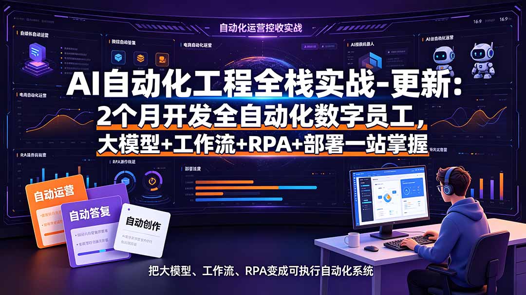 （19279期）AI自动化工程全栈实战-更新：2个月开发全自动化数字员工，大模型+工作流+RPA+部署一站式掌握-赛德副业库