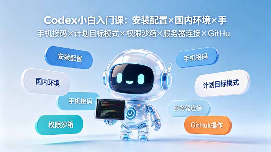 （19402期）Codex小白入门课：安装配置×国内环境×手机接码×计划目标模式×权限沙箱×服务器连接×GitHub操作-赛德副业库